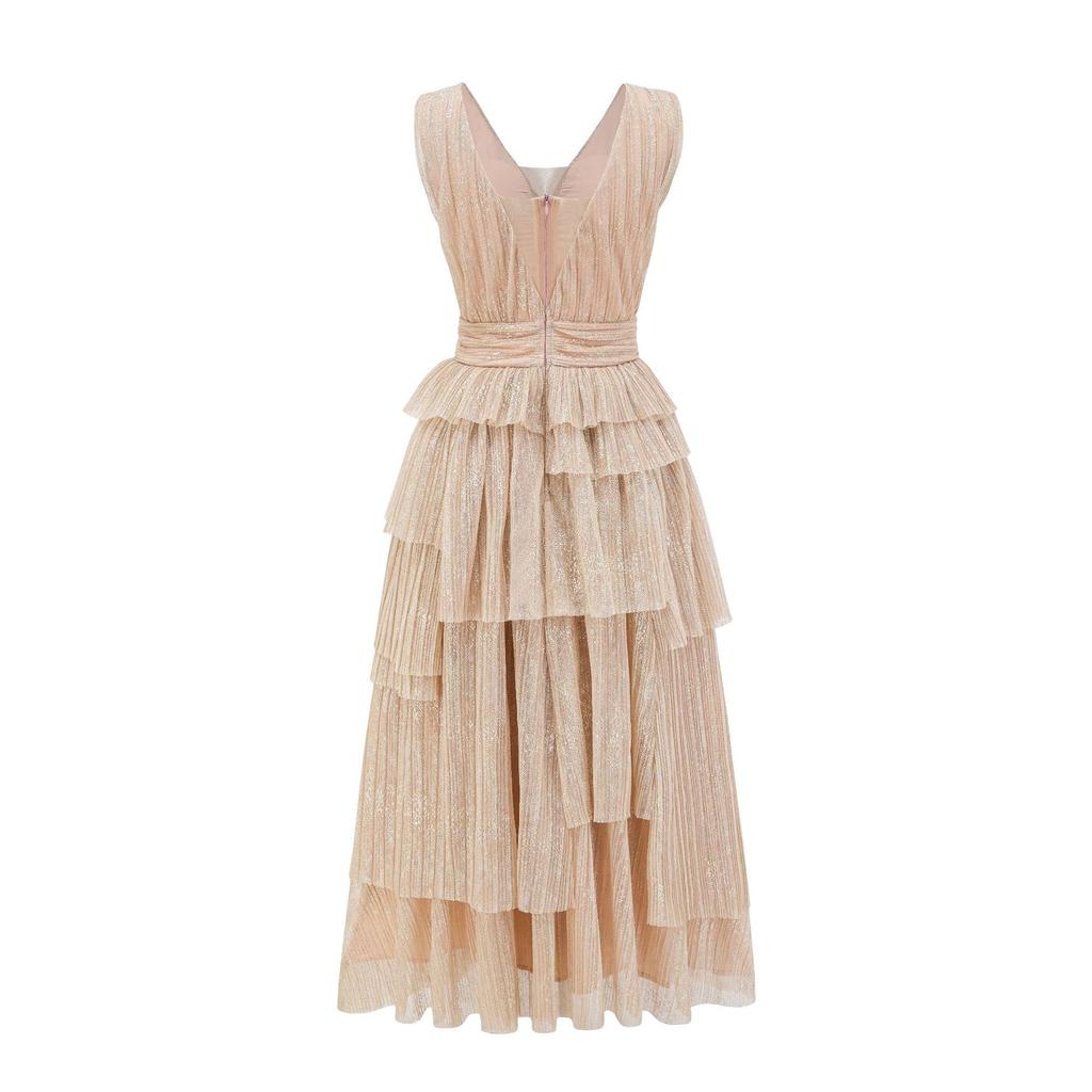 Sleeveless Dress Outfit High Waist Skinny Sparkling Long Dress Birthday Party Banquet Dress