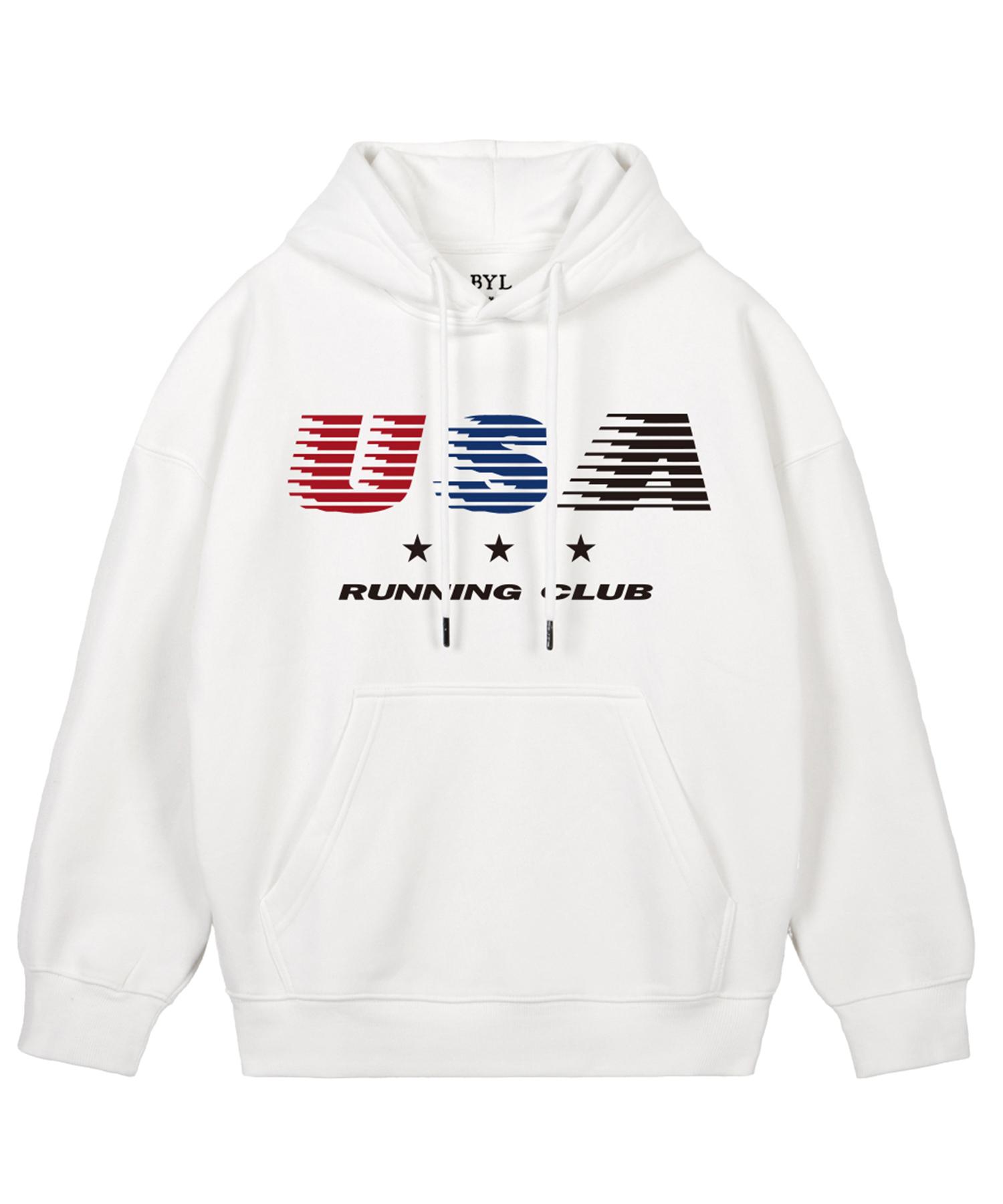 Biel Usa Running Hoodie White M (Add Fleece)