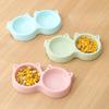 Cartoon Cat Head Shaped Pet Double Bowl Dual Use Bowl for Drinking Water and Cat Food Feeder Dry Wet Separation Anti Slip and Anti Rollover Tableware
