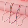 European, American Bohemian Retro Colored Rice Beads, Love Fritillary Necklace, Simple and Versatile Temperament Stacked Necklace Decoration