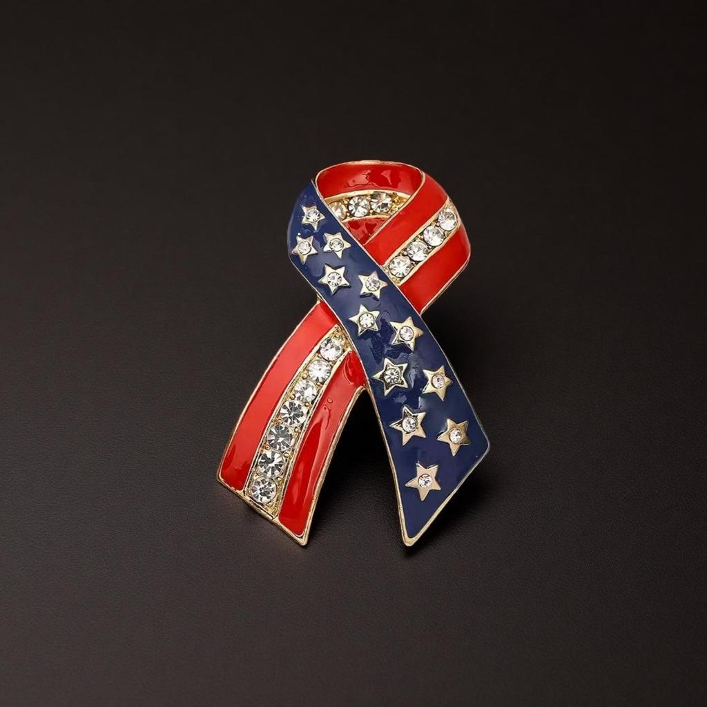 American Flag Enamel Brooch: Euro-American Fashion Friendship Pin, Clothing Accessory, Commemorative Brooch