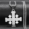 Christian Jerusalem Cross Pendant Necklace For Men Stainless Steel Bible Verse Lord'S Prayer Chain Religious Jewelry Collar