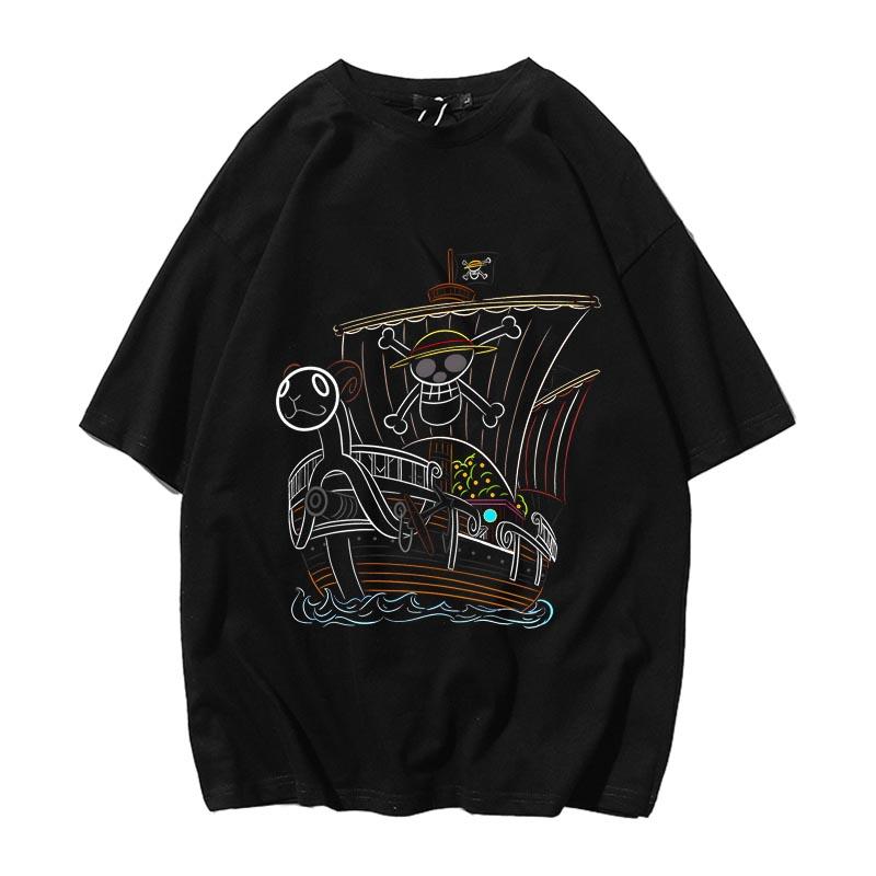 

Футболка ONE PIECE с коротким рукавом Одежда Золотая Мели Номер Двухмерная Анимация Ретро Принт Мужская и Женская Одежда 4XL