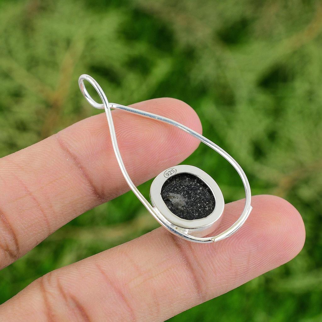 Oval Natural Orthocreas Fossil 925 Sterling Silver Engagement Pendant Jewelry