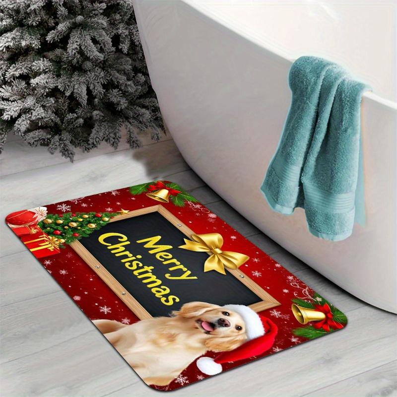 

Golden Retriever Christmas Flannel Mat Carpet, Blackboard Blessing Design Pet Mat Non-Slip for Living Room Bedroom Office Decor 40x60cm