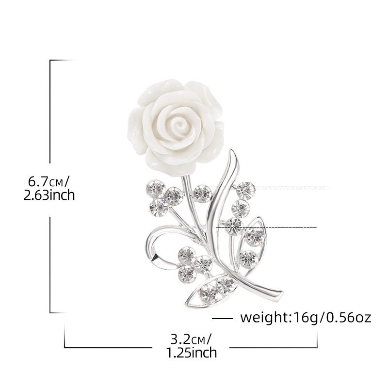 Elegant HIgh-end Rose Flower Enamel Brooch Pin For Women Men Exquisite Classic Floral Crystal Party Wedding Jewelry Badges Gift