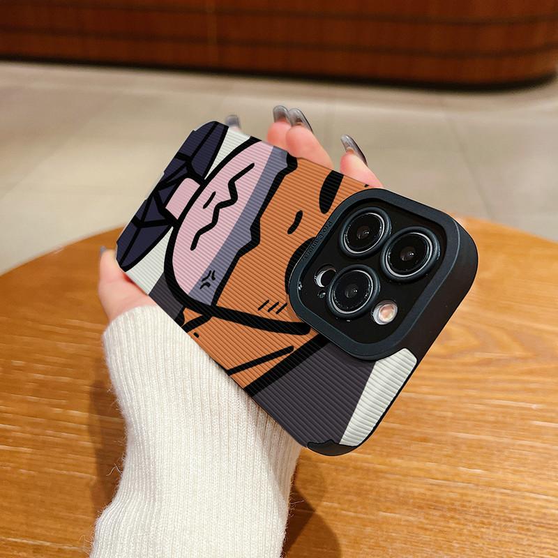 Vertical Grain Leather Shell Box Boy Printed Patterned Shockproof Soft Silicone Case with Camera Lens Full Protection for iPhone