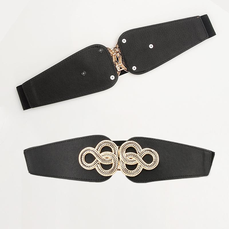Ladies Elastic Belt Retro Twist Buckle Court Wide Waist Seal With Skirt Coat Decorative Belt