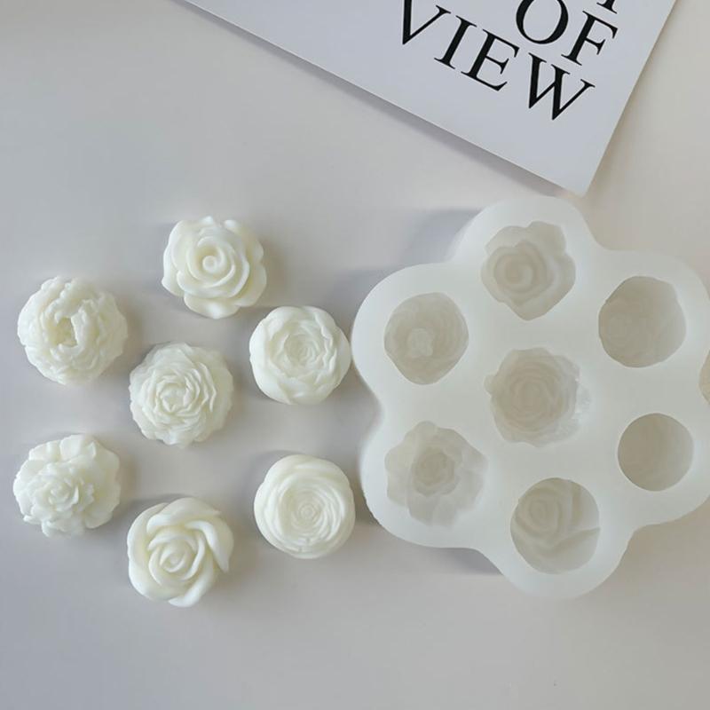 3D Rose Peony Flower Candle Mould DIY Gypsum Candle Epoxy Mold Handmade Candle Aroma Wax Soap Molds for Decoration