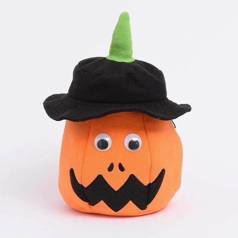 Halloween Luminous LED Pumpkin Bucket with Hat Lantern Ghost Festival Gift Happy Party Decoration Lamp Accessories