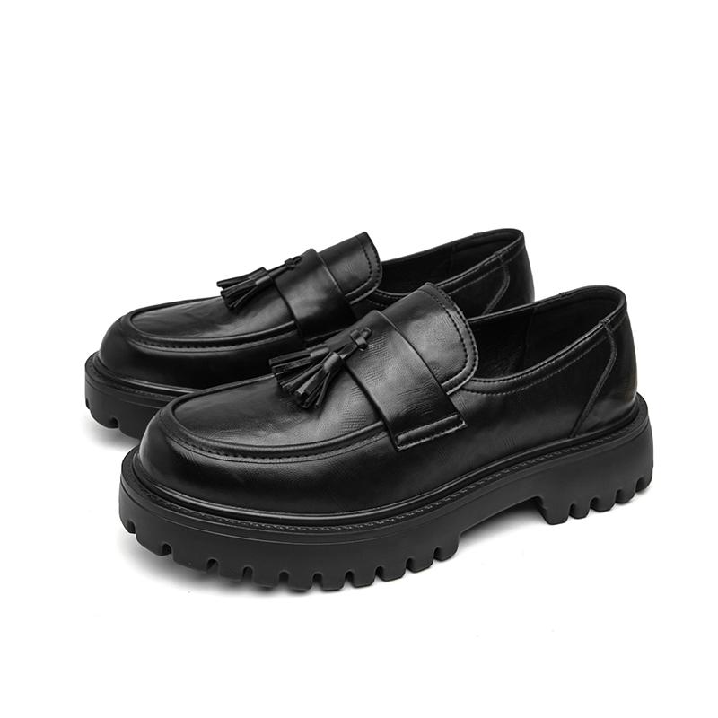 Men Punk Loafer Dress Elevator Shoes Black Brown Leather Shoes Thick Sole Platform Shoes Plus Size