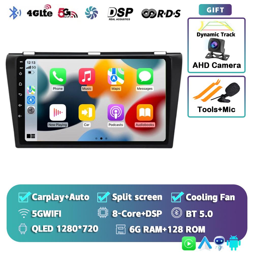 Android 14 Carplay Auto Car Radio For Mazda 3 2004-2009 Multimedia Video Player Navigation Speakers Head Unit Stereo 2 Din Audio