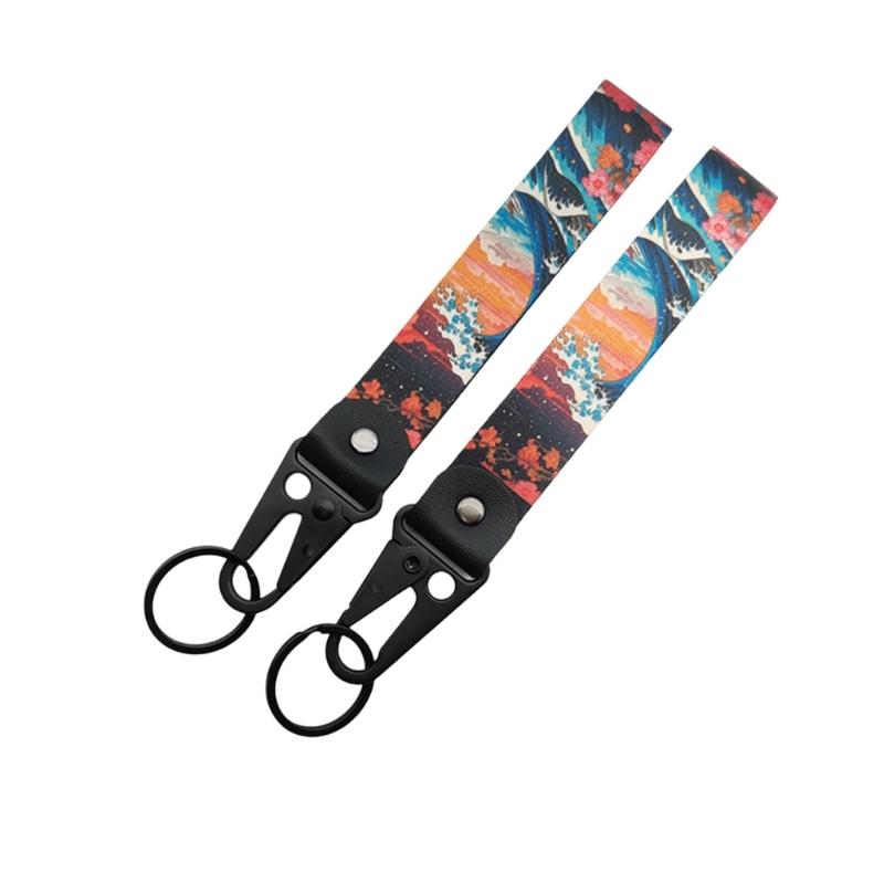 1 Pair Nylon Wristband Keychain With Unique Style For Car Key And Backpack Accessories Universal Key Strap Lanyard