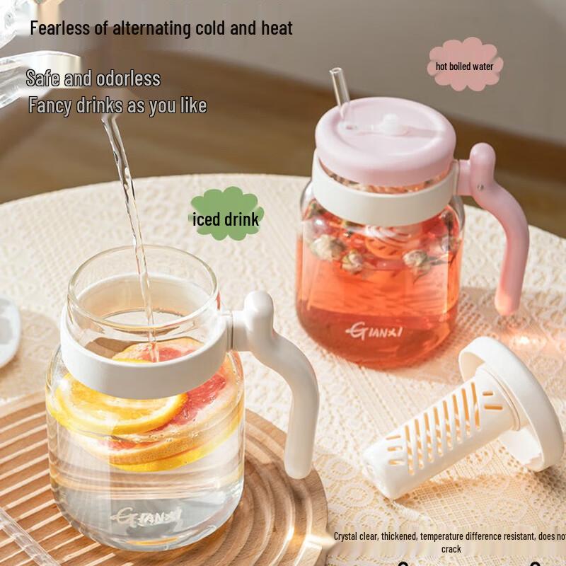 Tianxi Large Capacity Glass Tea Infuser Straw Cup