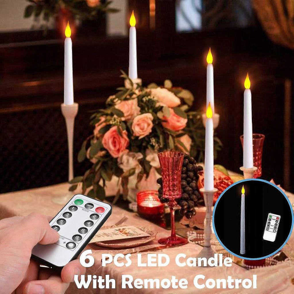 6pcs Led Candle With Remote Control Wedding/valentine's Day Table Decoration Q