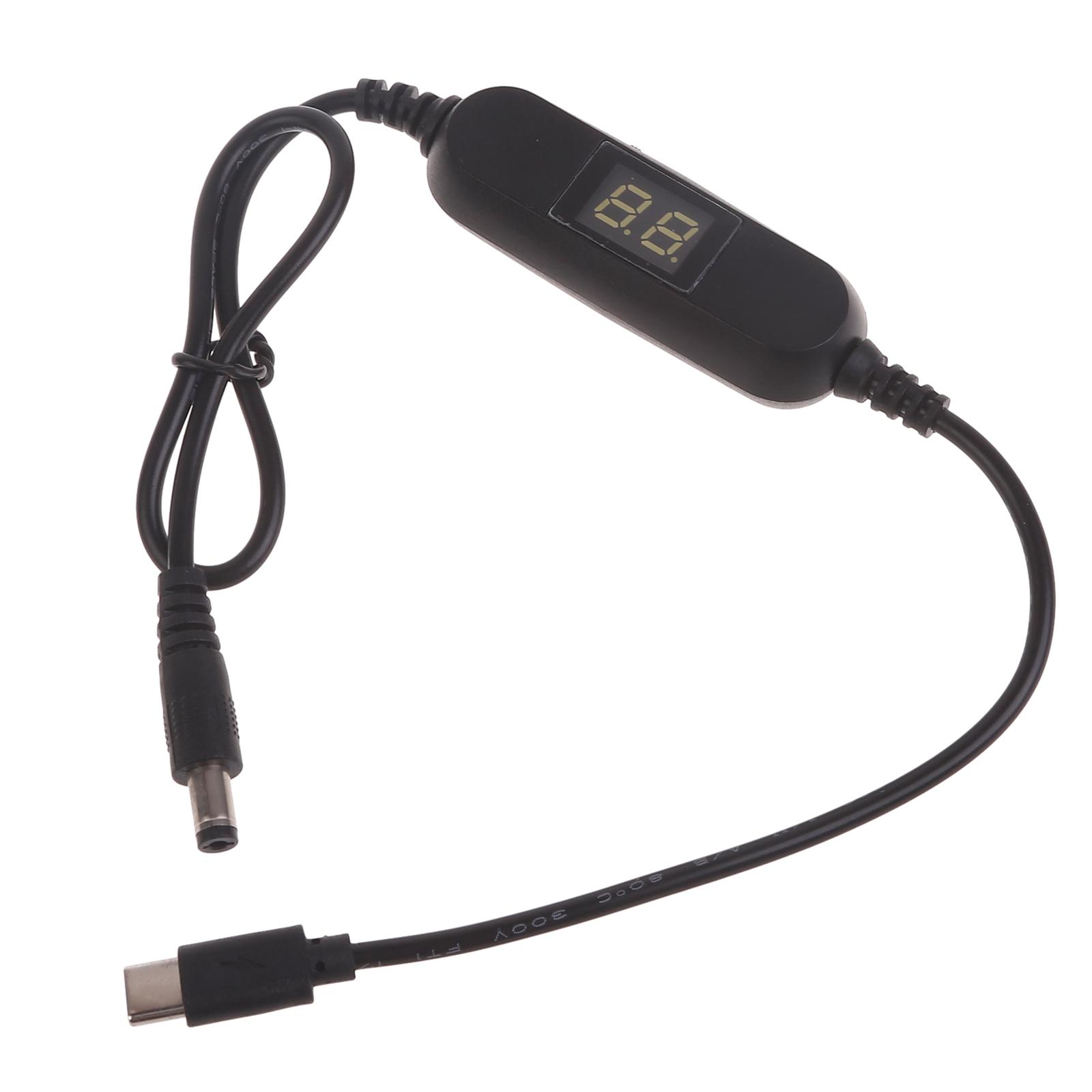 

Universal USB C to 2V-12V 5.5x2.1mm Power Cable with output voltages display for Radio LED Light Toy Sphygmomanometer