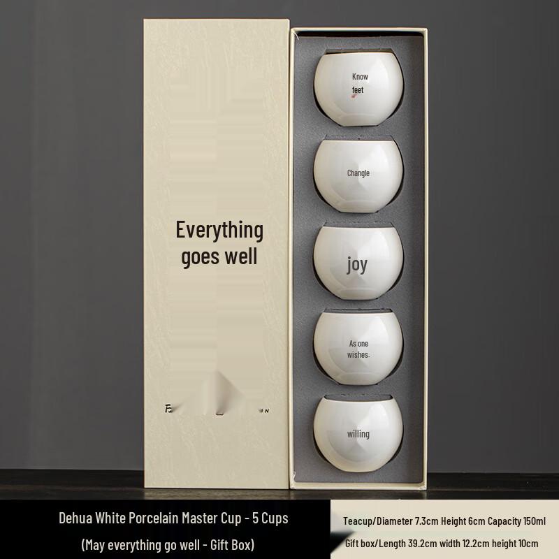 Chinese Blessing Teacup Gift Set for Corporate Events 5-Cup Gift Set