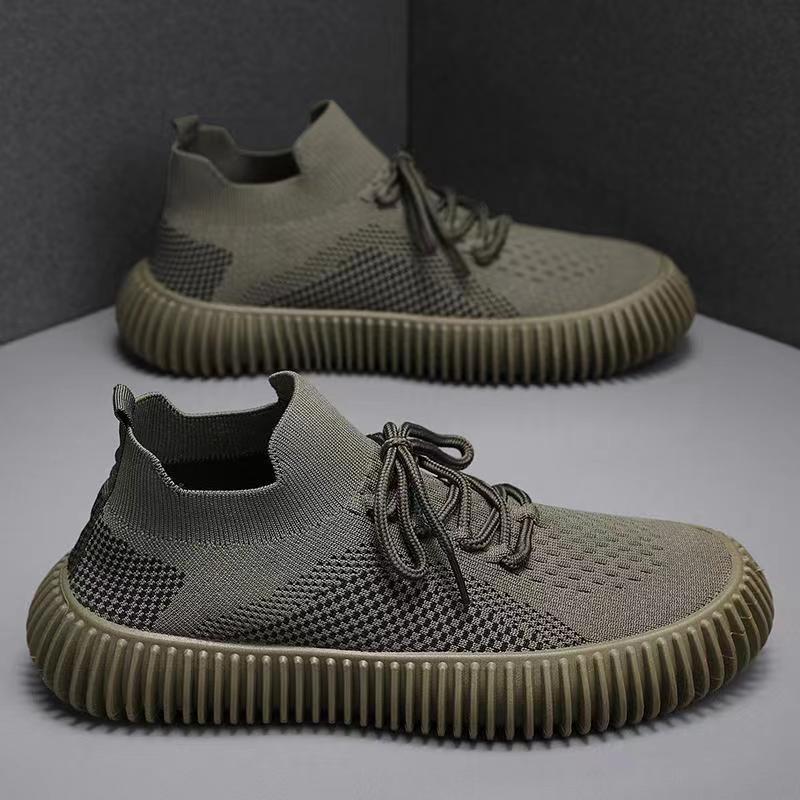 

Мужские кроссовки, модные кроссовки, легкие дышащие летающие вязаные кроссовки со шнуровкой и сеткой, прогулочная обувь для тренировок, повседневная спортивная обувь для мужчин 43 зелёный