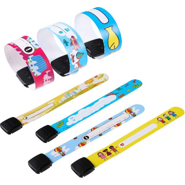 Chinco 14 Pieces Kids Safety ID Bracelets Child Identification Wristband Reble Name Tag Bracelet Waterproof ID Band Children Wristband for Boys and