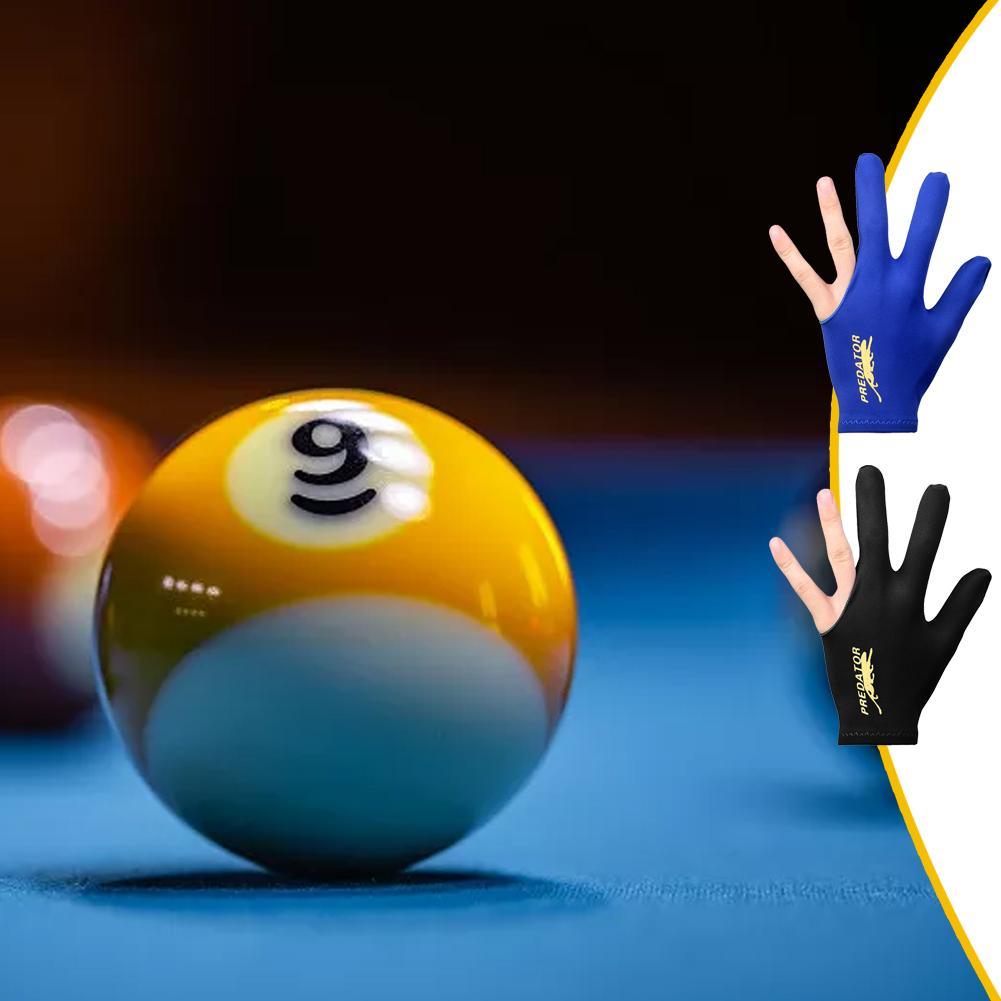 1pc Open Finger Billiard Gloves Breathable Polyester Snooker Pool Glove Adjustable Sticker Smooth Soft Lightweight Amateur Train