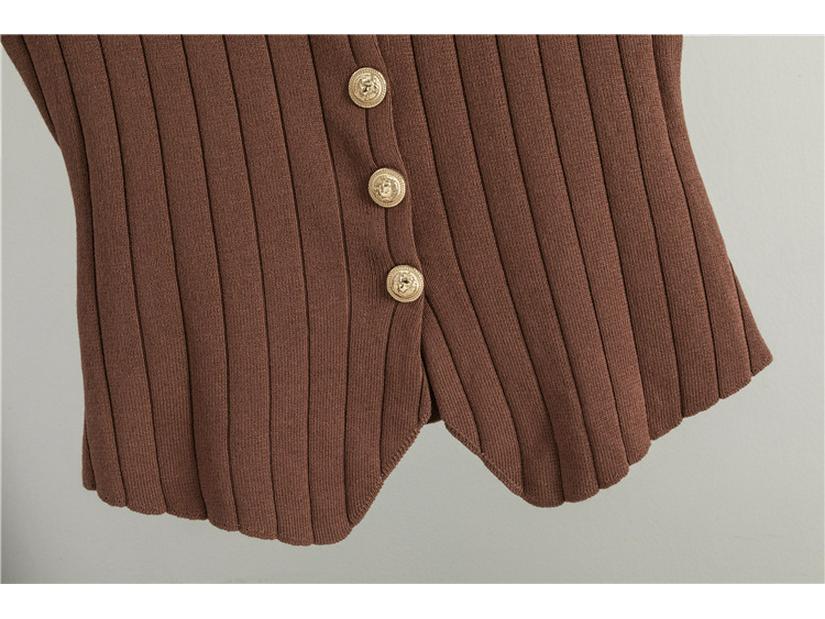 2026 Spring/Fall Elegant Knit Three-Piece Set: Long Cardigan Coat, Single-Breasted Vest, Wide-Leg Pants