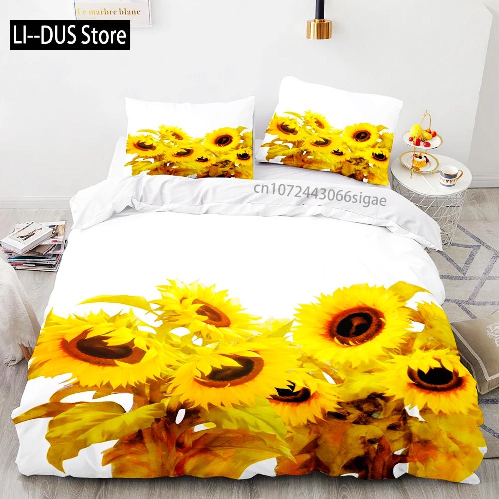 Sun Flower Bedding Set Single Twin Full Queen King Size Sunflower Bed Set Aldult Kid Bedroom Duvetcover Sets 3D Print Women Gift