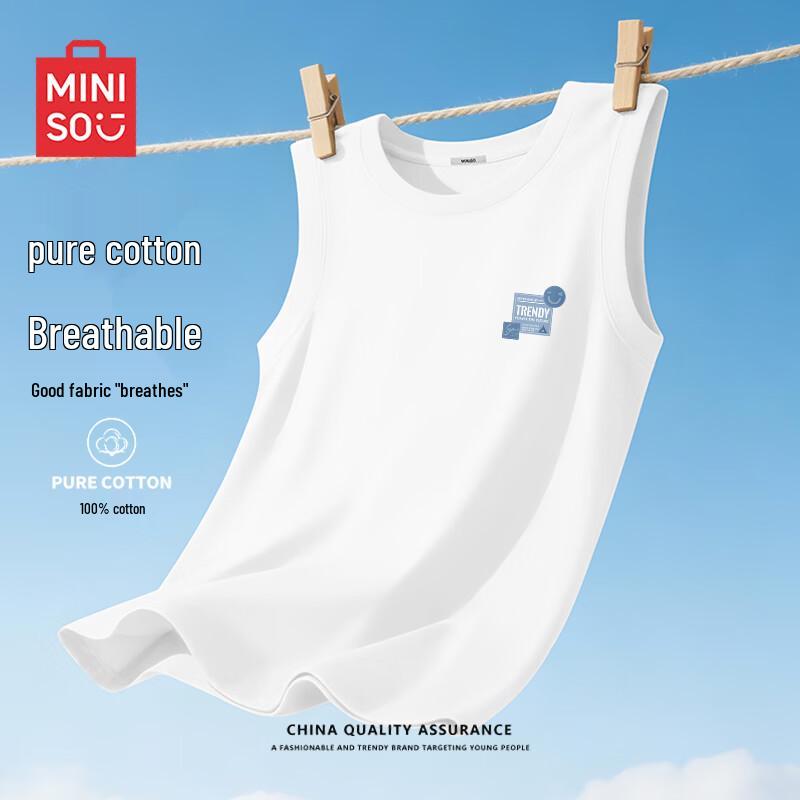 MINISO Men's Heavyweight Cotton Letter Print Sleeveless T-Shirt