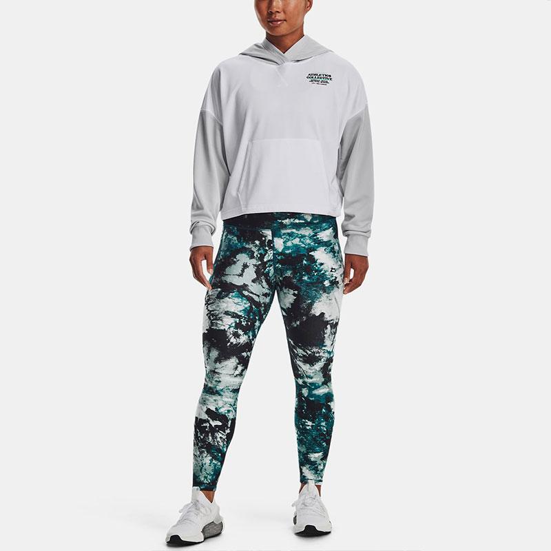 Under Armour Color Block Letter Print Hoodie Women Hoodies White 1374529-100