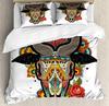 Horror House Duvet Cover Set Art Pentagram Goat Skull Devil Dream Hooded Exorcist Image Decorative Bedding SetKing Size Blue