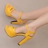 Red Sexy Women Sandals Peep Toe 12cm Block Heel 3.5cm Platform Buckle Strap Extended Size 48 49 50 Party Dating Shoes