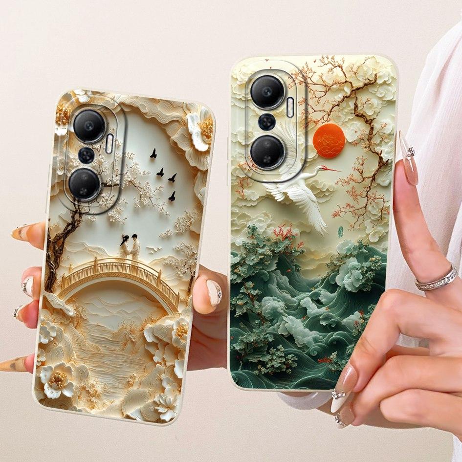 For Infinix Hot 20 Play Case X6825 Popular Flower Cover Soft Liquid Silicone Phone Shell For Infinix Hot 20s 20i Hot20 4G Covers