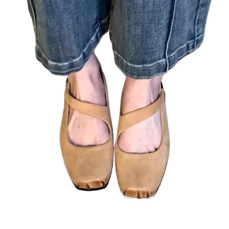 Modische Schuhe für Damen 2024 Hohe Qualität Slipper Damen Ballerinas Mode Quadratische Zehenpartie Lässige flache Schuhe Neu Flache Ausschnitt Niedrige Absätze Zapatos