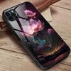 Luxury Lotus Flower Print Glass Phone Case For iPhone 11 12 13 14 15 16 17 Pro Max 16E 17Air 7 8 Plus XR XS X Shockproof Cover
