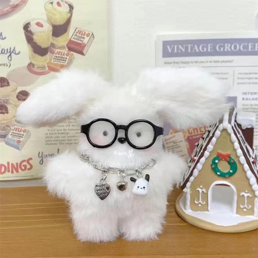 UK Couple Accessories: Cute Rabbit & Dog Plush Heart Keychain - Girlish Bag Charm Pendant