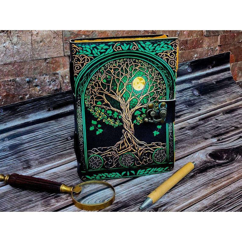 Leather Journal Tree of Life - Genuine Leather Notebooks For Women - Beautiful Journal For Sketches Book Traveling Book Blank Spell Book