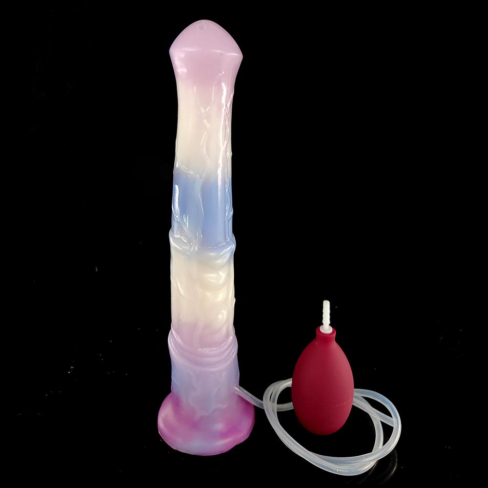 Ejaculation Horse Dildo With Suction Cup Spray Liquid Squirting Penis Silicone Multi Color Anal Sex Toys For Men Women