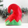 Caps of Santa's Assistant Plush Made Red & Green Hats with Curled for Peak Christmas Costume Accessories