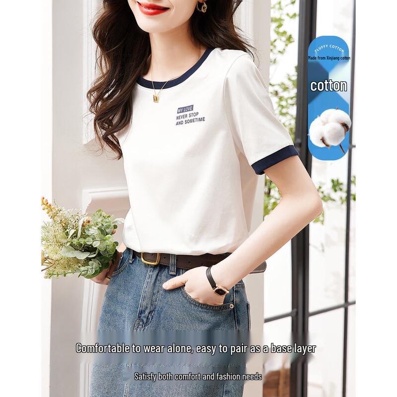 DME Women s Cotton-Blend Colorblock Short Sleeve T-shirt S