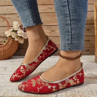 Sommer Neue Einzel-Schuhe Damen Spitzschuh Flacher Mund Glitzerstoff Weiche Sohle Rutschfest Abriebfest Flache Schuhe