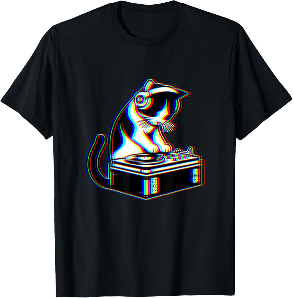 Süße Katze DJ House Musik EDM Rave Kätzchen Deejay Katzen Raver T-Shirt