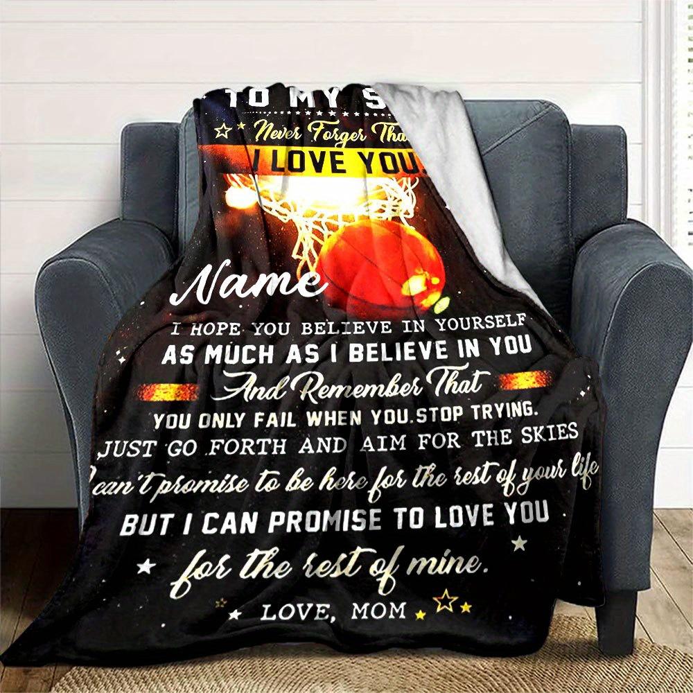 Basketball Love You Mom Gift Blanket Inspirational Message For Son Unique Home Decor And Thoughtful Present For Himt79