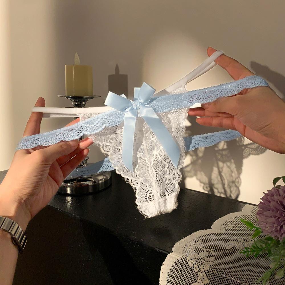 Women's Thong Sexy Lace Panties Women's Low Waist Pure Desire Bow Breathable Seamless Smooth and Soft Lingerie