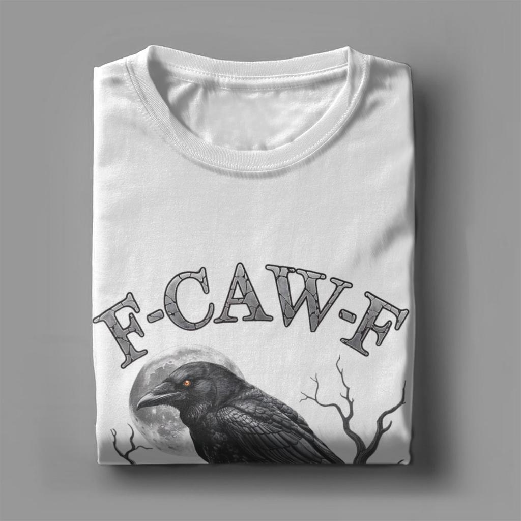 Black Crow F-Caw-F Funny Bird Men T Shirt Moon Gothic Humor Funny Tees Short Sleeve Round Neck T-Shirt 100% Cotton Graphic Merch