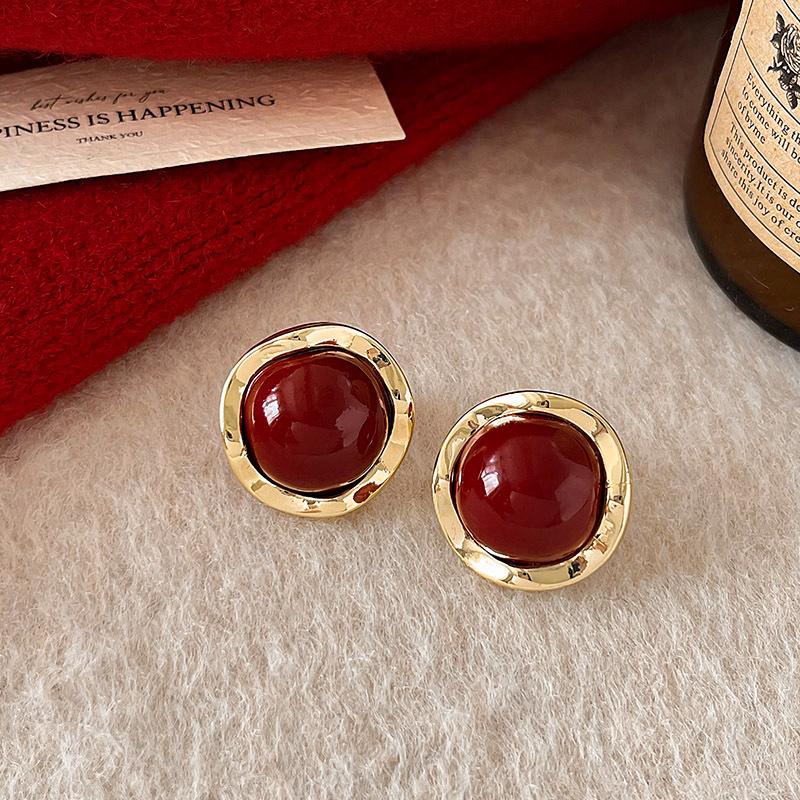 Red Encore Women's Brightening Ear Studs - 2026 Autumn/Winter Versatile Christmas Accessories