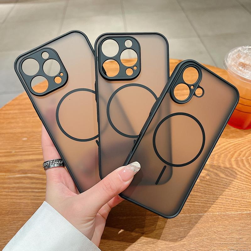 For MagSafe Wireless Charge Slim Phone Case For iPhone 16 Pro Max 16E 15 Pro 14 13 Soft Edge Shockproof Matte Clear Magnetic Back Cover