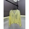 Cyan Women's Rhinestone-Embellished Sun Protection Cardigan - Lightweight, Versatile, Summer Knit