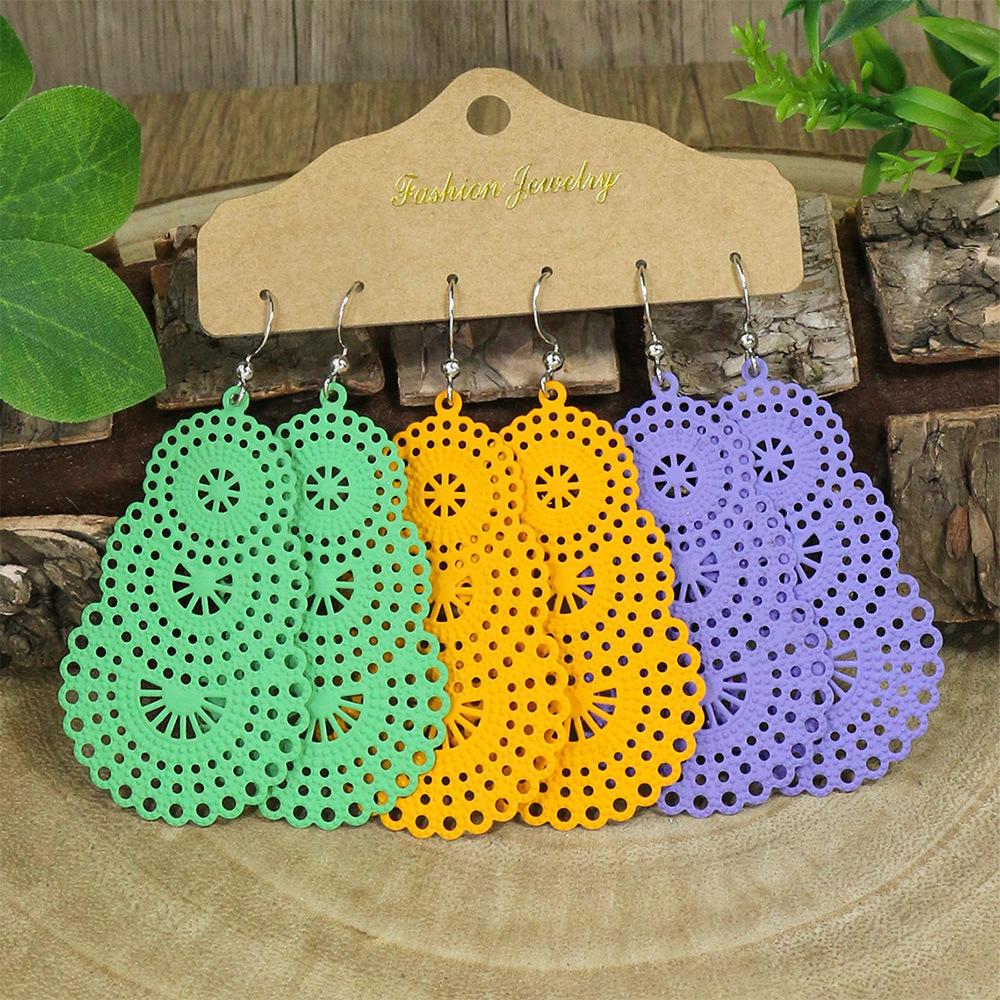 Set di 3 orecchini a goccia vuoti color caramella per donna Boho Etnico Lunghi Pendenti Statement Gioielli da Matrimonio