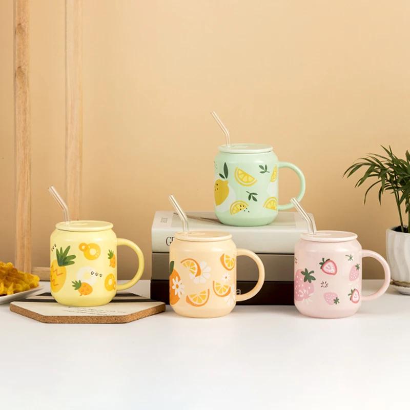 Glass Straw Mug Ceramic Beer Mug Coffee Cups and Mugs Drinkware Cup for Coffee Beautiful Tea Mugs Original Funny New Year Cute