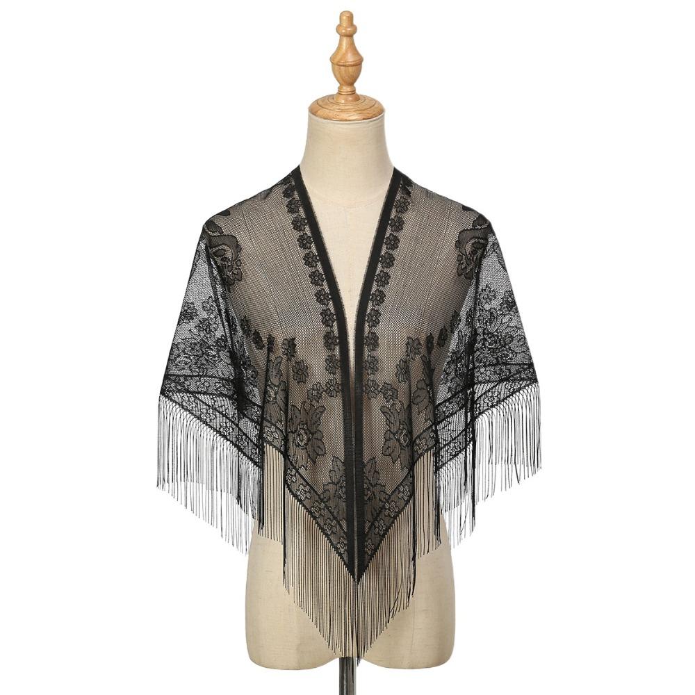 Hollow Women Shawl With Tassel Wedding Bridal Shawl Fashion Scarf Evening Prom Cape  for Party