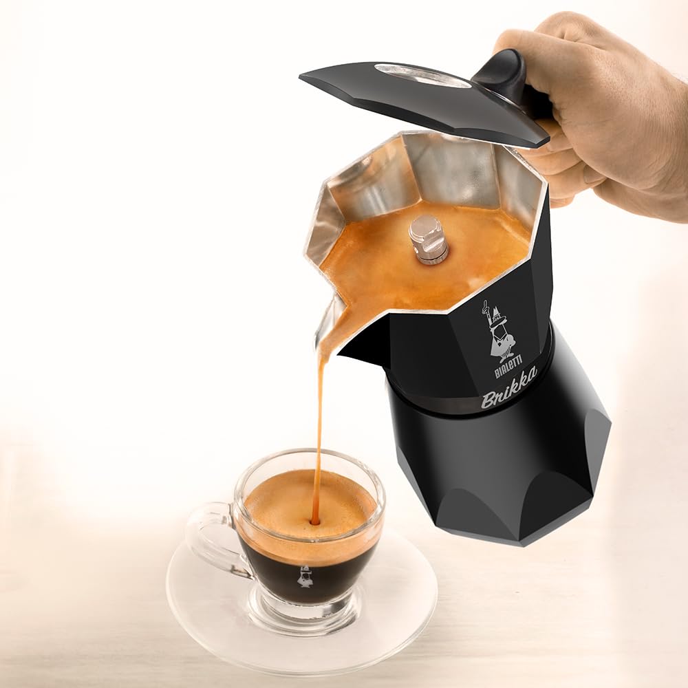 Limited BIALETTI Brikka Black 2 Cup Direct Fire Type Maker Espresso Maker [Japan Color] (Coffee Macchinetta)